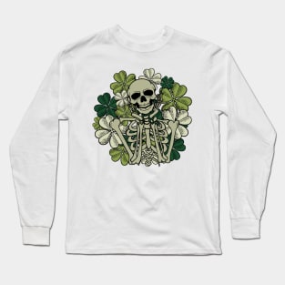 Lucky Shamrock Clover Skeleton Saint Patricks Day Long Sleeve T-Shirt